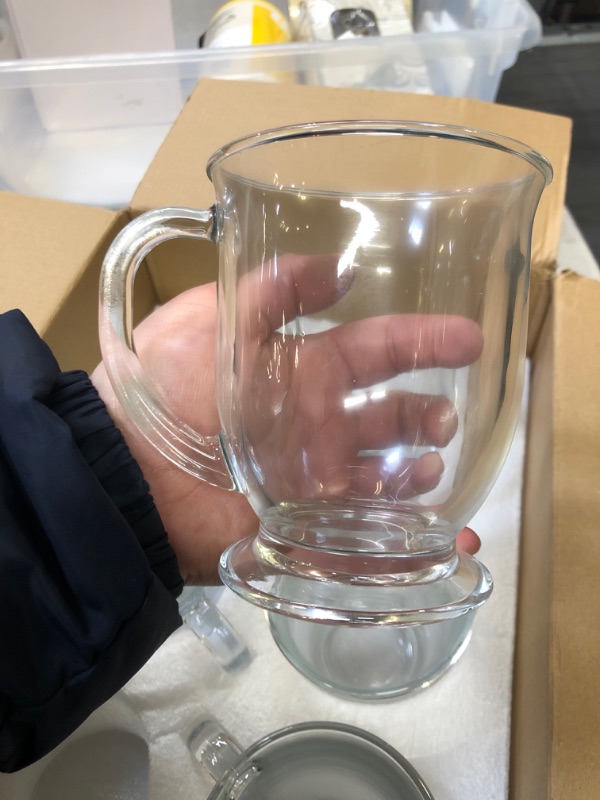 Photo 1 of 15oz/450ml Glass Coffee Mugs Clear Coffee Cups with Handles perfect for Latte, Cappuccino, Espresso Coffee, Tea and Hot Beverages, Set of 6 
(SLIGHTLY USED)