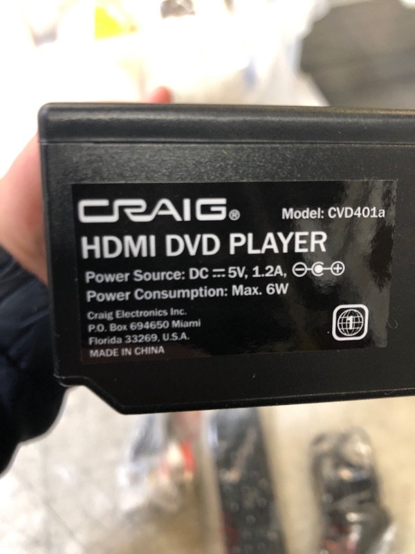 Photo 4 of Craig CVD401A Compact HDMI DVD Player with Remote in Black | Compatible with DVD-R/DVD-RW/JPEG/CD-R/CD-R/CD | Progressive Scan | Up-Convert to 1080p |