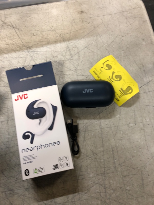 Photo 2 of JVC Nearphones Open Ear True Wireless Headphones with 16mm Large Drivers for Powerful Sound, Single Ear use, and Long Battery Life (up to 17 Hours) - HANP35TA (Blue) Blue Open-Ear Open Ear True Wireless