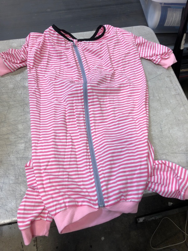 Photo 2 of  Dog Pink/White Striped Zipped Bodysuit 