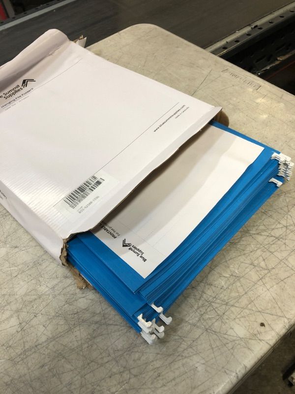 Photo 1 of Blue Summit Supplies Hanging File Folders, 25 Reinforced Hang Folders, Designed for Home and Office Color Coded File Organization, Letter size, Blue