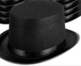 Photo 1 of Black Felt Top Hats Satin Magician Hat Unisex Formal Costume Top Hat Black Novelty Circus Hat for Men Women Dress Up Fancy Style Circus Magic Birthday Party Supplies Favors