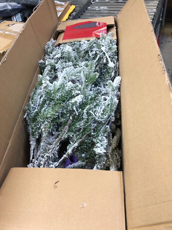 Photo 2 of [ Very Thick & Realistic Feel ] 6 Feet Pre-Lit Snow Flocked Aspen Artificial Christmas Tree, 965 Branch Snowy Tips, 340 Warm Lights,Heavily Flocked, Metal Stand and Hinged Branches Xmas Holiday Decor