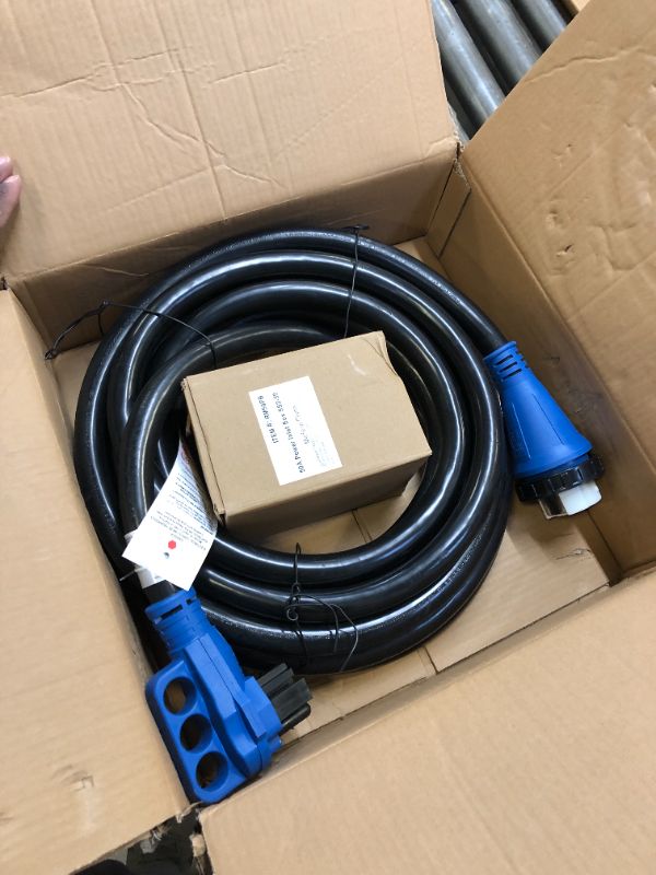 Photo 2 of 50 Amp Generator Cord and Power Inlet Box, 50 Amp Generator Cords 30 Foot,125V/250V Generator Power Cord NEMA14-50P/SS2-50R Twist Lock Connector 30FT Black+Blue