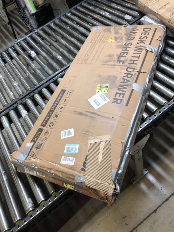 Photo 1 of ODK Computer Desk with Drawers, 48 Inch Office Desk with Storage Bag & Shelves, Work Writing Desk with Monitor Stand Shelf, Black Home Office Desks for Small Spaces 48 Inch Black