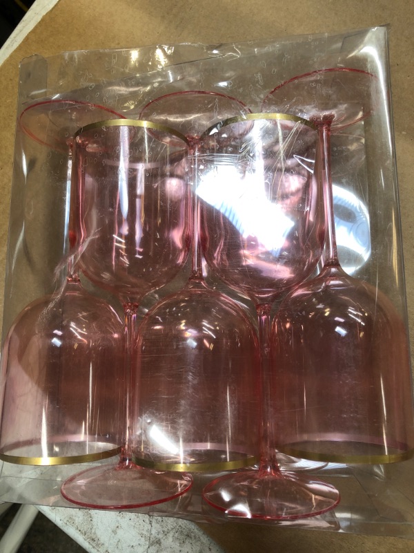 Photo 1 of 5 pink plastic wine glasses