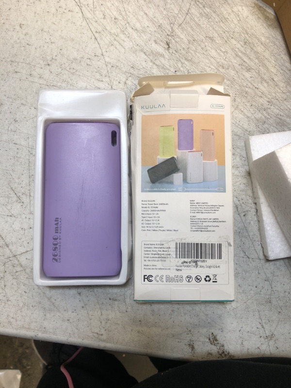 Photo 2 of Kuulaa Portable Charger 26800mAh, High Capacity Power Bank, Dual-Input and Dual-Output Battery Pack USB C, Cell Phone Battery Chargers for iPhone, Samsung Galaxy, Google LG & etc Purple