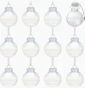 Photo 1 of 2 Inch Iridescent Ornaments Balls, 12Pcs Plastic Clear Christmas Balls Fill-able Mini Ornaments for Crafts Holiday Party Xmas Tree Decorations Home Decor
