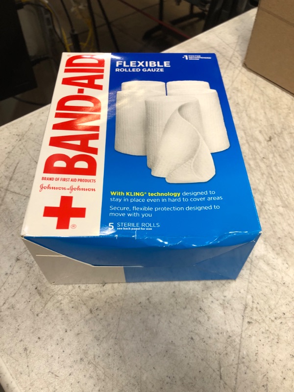 Photo 2 of Band-Aid Brand of First Aid Products Flexible Rolled Gauze Dressing for Minor Wound Care, Soft Padding and Instant Absorption, Sterile Kling Rolls, 4 Inches by 2.1 Yards, Value Pack, 5 ct