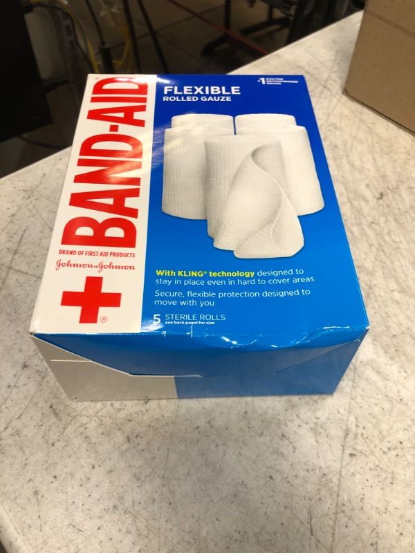 Photo 2 of Band-Aid Brand of First Aid Products Flexible Rolled Gauze Dressing for Minor Wound Care, Soft Padding and Instant Absorption, Sterile Kling Rolls, 4 Inches by 2.1 Yards, Value Pack, 5 ct