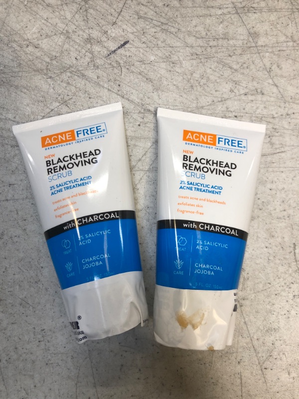 Photo 2 of 2 pack 
Acne Free Blackhead Removing Scrub with Salicylic Acid, Charcoal, and Jojoba, Exfoliates Skin, Fragrance-Free, Formulated for Acne-Prone Skin, Maximum Strength, 5 Ounce 1 Pack