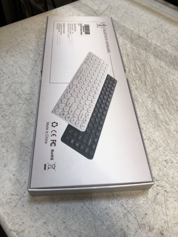 Photo 2 of Vortec Rechargeable Bluetooth Wireless Multi-Device Keyboard | Connect 3 Devices Simultaneously | Compatible with iPad, iPhone, Android Phone & Tablet, Mac, PC (White)