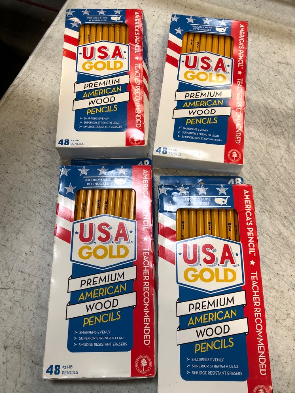 Photo 1 of pack of 4 
48ct #2 HB Pencils 2mm Premium American Wood Yellow - U.S.A. Gold