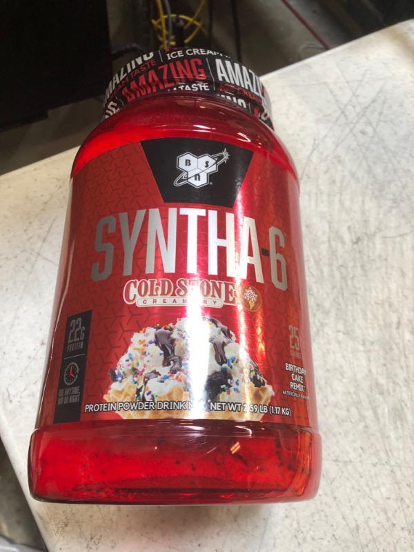 Photo 2 of EXPIRES- 2025*/10/04
BSN Syntha-6 Whey Protein Powder, Cold Stone Creamery- Birthday Cake Remix Flavor, Micellar Casein, Milk Protein Isolate Powder, 25 Servings Birthday Cake Remix 25 Servings (Pack of 1)