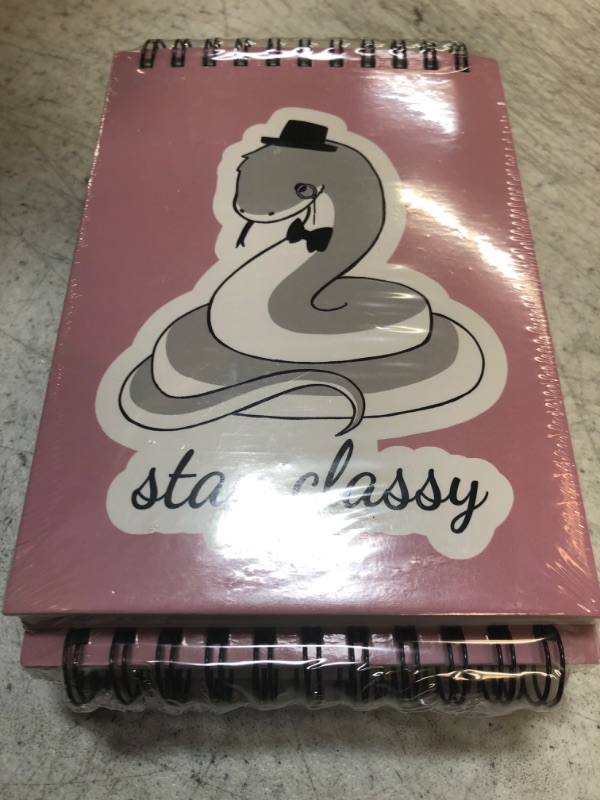 Photo 2 of TWWannabe “Stay Classy”- 4 Pack Animal Spiral A6 Lined Notebook, Hard Cover, Pastel Colors, 100 Pages (Pastel Pink)