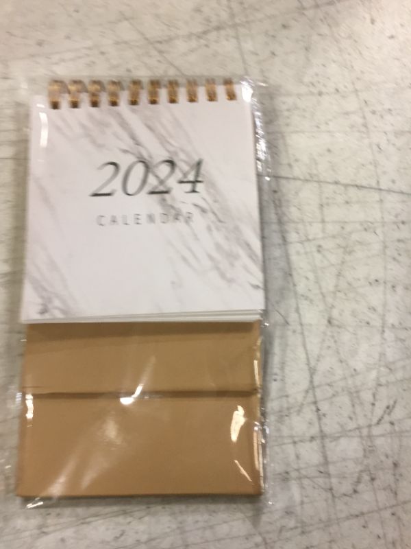 Photo 2 of Mini Desk Calendar 2023-2024 - Runs From June 2023 until December 2024 Small Desktop Calendar Thick Paper Twin-Wire Binding for Home Office School (marble) - 1pc
