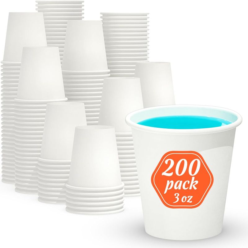 Photo 1 of 200 Count 3 oz Bathroom Cups, Mouthwash Cups, Leak-Free Food Safe Small Paper Cups, Disposable 3 oz Cups, Mini Cups for Bathroom
