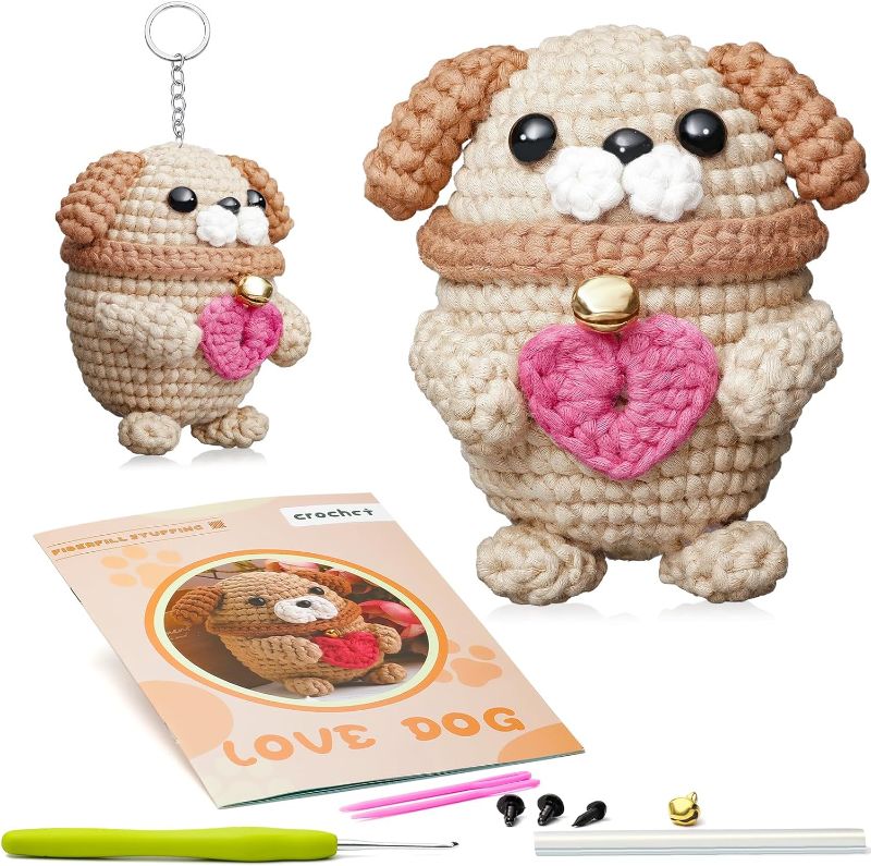 Photo 1 of Crochet Kit for Beginners with Crochet Yarn - Beginner Crochet Animals Kit for Adults with Step-by-Step Video Tutorials,Learn to Crochet Kits Dog,DIY Craft Gift
