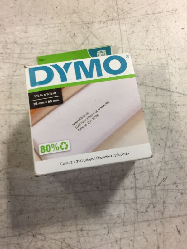 Photo 2 of DYMO 30252 LW Mailing Address Labels for LabelWriter Label Printers, White, 1-1/8'' x 3-1/2'', 2 Rolls of 350 2 Rolls Address Labels