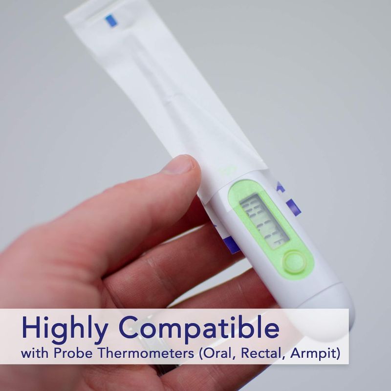 Photo 1 of 500 Pack Probe Covers for Oral & Digital Thermometer - Heavy Duty Disposable Sleeves for Safe & Sanitary Prevention of Cross-Contamination - Universal - Rectal Thermometer Covers
