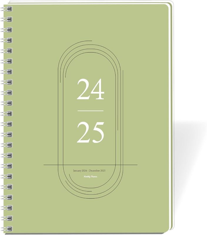 Photo 1 of Monthly Planner 2024-2025, Calendar 24 Months Planner with Flexible PVC Cover for Home,School and Office Work, 7" x 9", Jan 2024 - Dec 2025-Green
