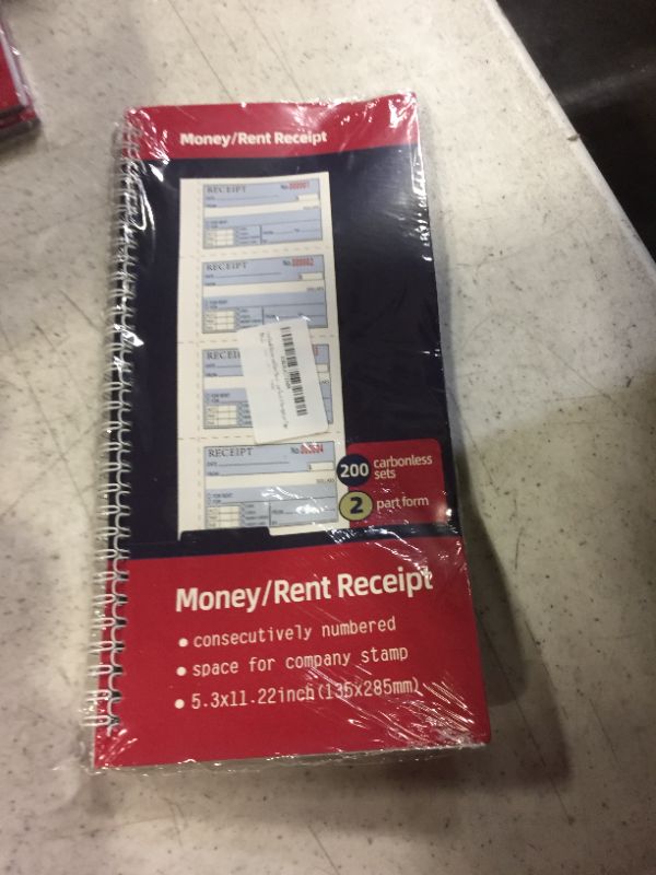 Photo 2 of Adams Money and Rent Receipt Book, 2-Part Carbonless, 5-1/4" x 11", Spiral Bound, 200 Sets per Book, 4 Receipts