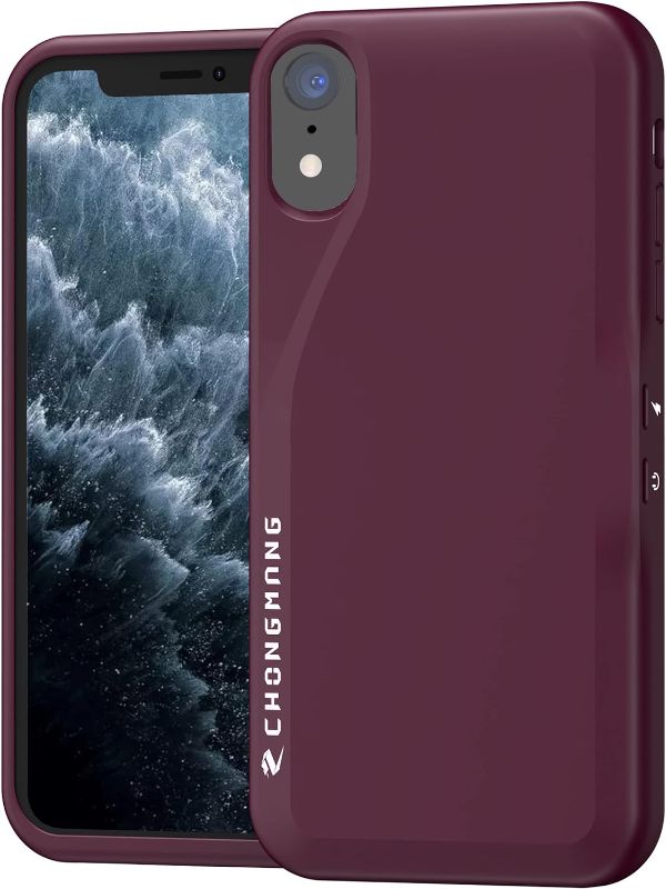 Photo 1 of CHONGMANG Gaming Phone Case Designed for iPhone XR, 6.1 Inch Slim Silicone Case Red Plum, with Dual Lightning Ports, Lightning to Headphone Jack and Charger Extender
