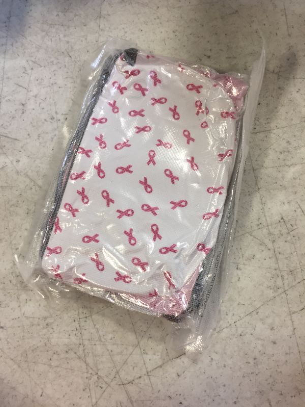 Photo 2 of 4 Pieces Breast Cancer Awareness Makeup Bags for Women Pink Ribbon Zipper Canvas Pouches Breast Cancer Gifts Cancer Support Travel Cosmetic Bags Survivor Gift for Charity Event Favors Supplies
