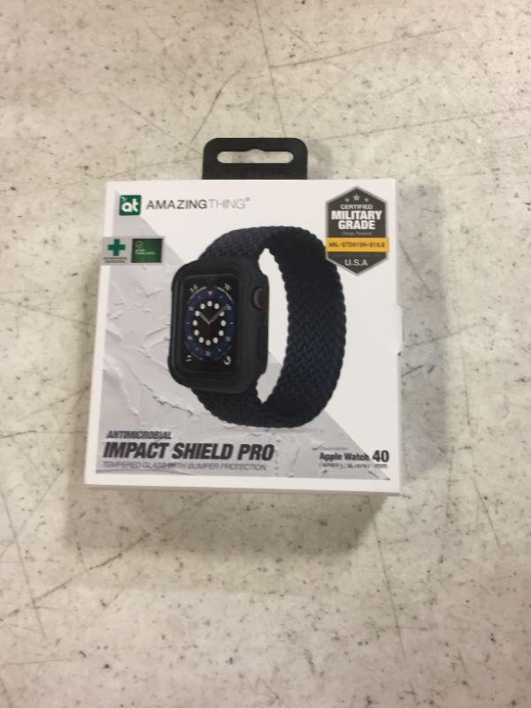 Photo 1 of AmazingThing Impact Shield Pro for Apple Watch for Series SE - 6 - 5 - 4 ( 40mm) - Anti Bacterial proctective case with screen protector - Matte Black (Barcode: 4892878064118 )
