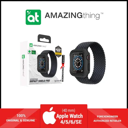 Photo 1 of AmazingThing Impact Shield Pro for Apple Watch for Series SE - 6 - 5 - 4 ( 40mm) - Anti Bacterial proctective case with screen protector - Matte Black (Barcode: 4892878064118 )
