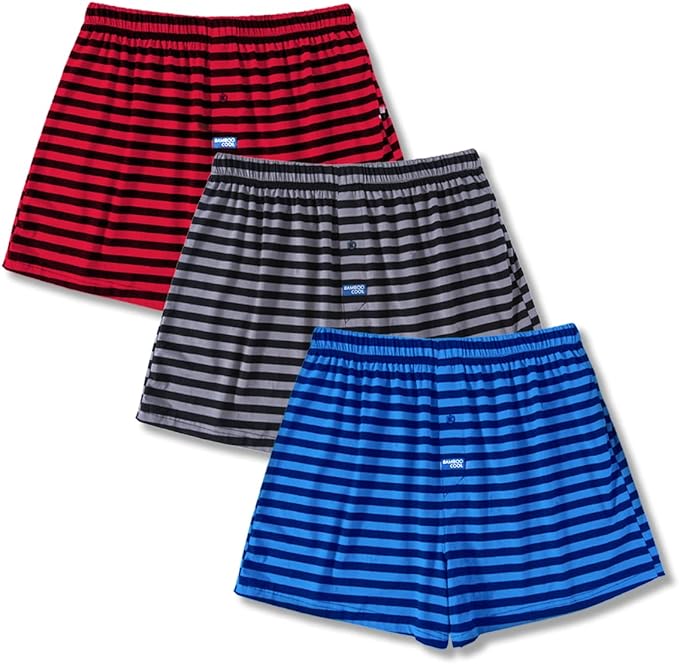 Photo 1 of BAMBOO COOL Men's Boxer Short 3-Pack Bamboo Boxers for Men Classic Relaxed Fit Stretch Short- 
