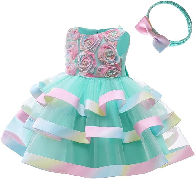 Photo 1 of 2T--montsToddler Baby Girls Colorful Princess Dress Formal Wedding Party Tutu Gown with Headwear-  
