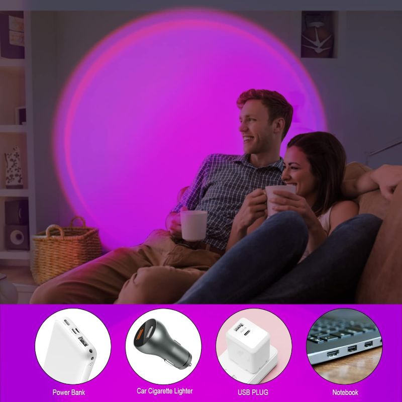 Photo 1 of AUHITHUMB Sunset Projector Night Light, LED RGB Night Light Portable Adjustable USB Flexible Interface Show Romantic Atmosphere Night Projector for Cars, Bedrooms, Parties

