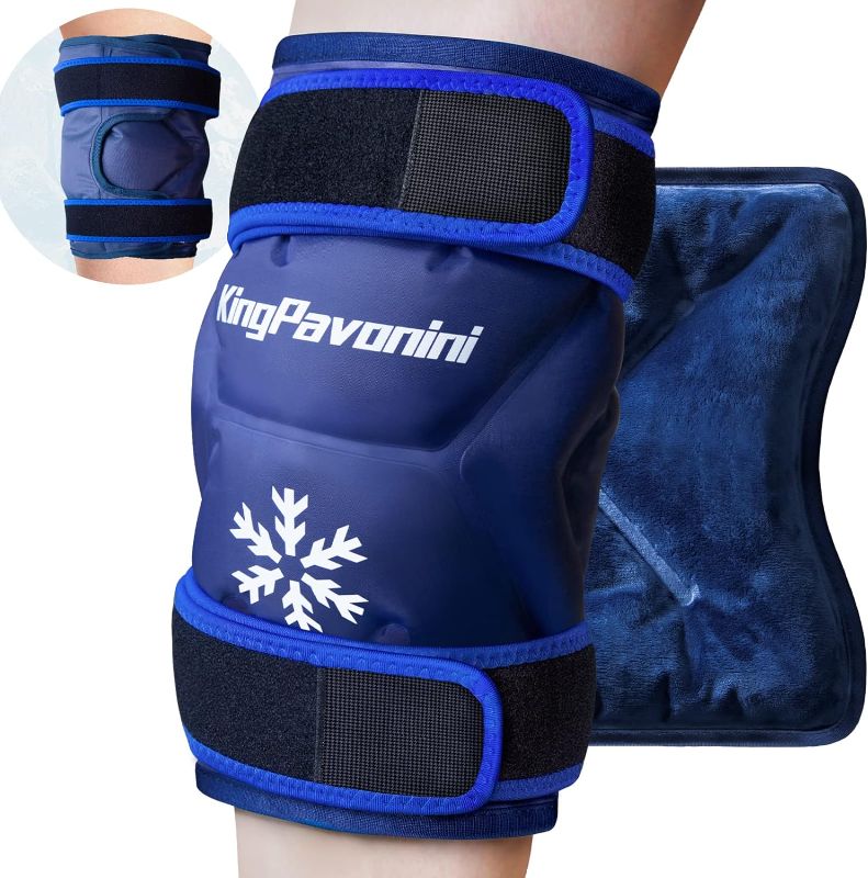 Photo 1 of XXL Knee Ice Pack Wrap Around Entire Knee After Surgery, Reusable Gel Ice Pack for Knee Injuries, Large Ice Pack for Pain Relief, Swelling, Knee Surgery, Sports Injuries, 1 Pack Blue
