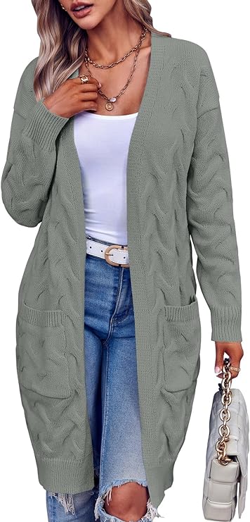 Photo 1 of Imily Bela Womens Cable Knit Cardigan Sweaters Chunky Open Front Long Sleeve Winter Casual Loose Cardigan with Pockets- SIZE S 
