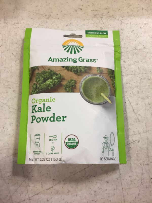 Photo 2 of Amazing Grass Kale Greens Booster: Greens Powder Smoothie Mix, Smoothie Booster with Vitamin A & Vitamin K, Chlorophyll Providing Greens, 30 Servings- BEST BY- 2/2024