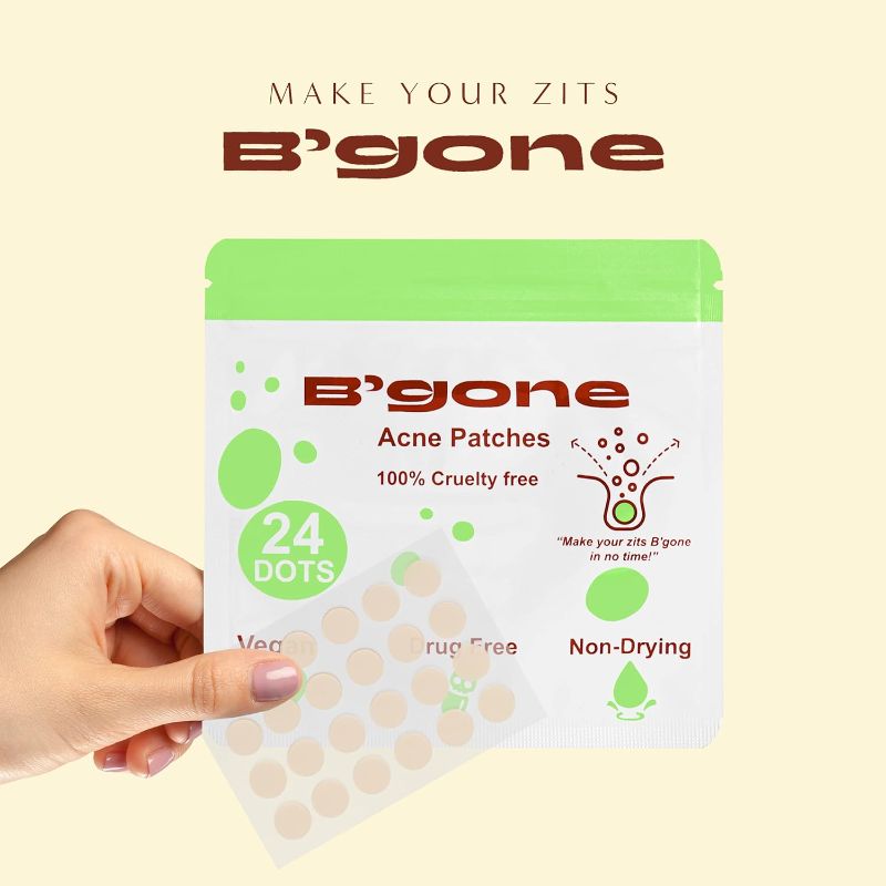 Photo 1 of B'gone Absorbing Hydrocolloid Acne Patch, Spot Stickers for Face and Body, Not Tested on Animals, No Toxic Ingredients (24 Count) for Blemish and Zit Coverage
