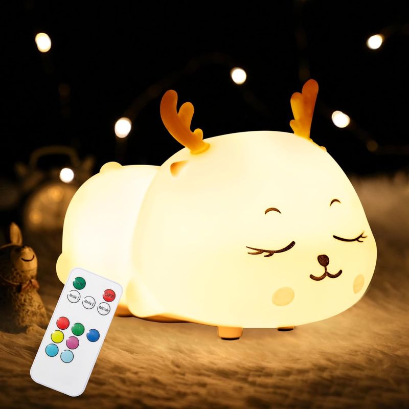 Photo 1 of CHWARES Night Light for Kids, Milu Deer Nursery Night Lights with Remote, 7 Color Table Lamp, Room Decor, USB Rechargeable, Cute LED Multicolor Gifts for Baby, Children, Toddlers, Teen Girls
