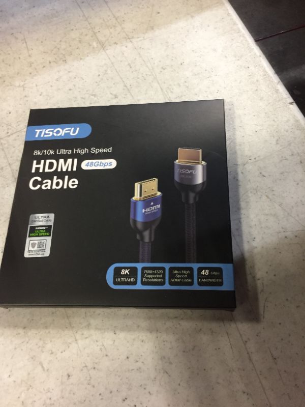 Photo 2 of TISOFU [Ultra Certified] 8K HDMI Cable 6FT: HDMI 2.1 Cables 48Gbps High Speed Premium Braided Cord 8K@60Hz 4K@120Hz 4K@144Hz HDCP 2.2&2.3 CL3 ARC eARC Dolby - HD/HDR/HDTV/PS5/PS4/Xbox Blue 6ft