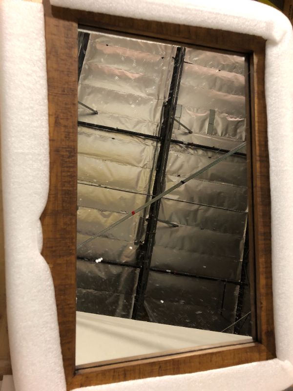 Photo 1 of Clavie Farmhouse Wall Mirror Rustic Horizontal Wood Framed Bathroom Mirror, Barn Door Style Decorative Mirrors, 22"x30" Black Black 22''×30''