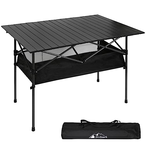 Photo 1 of Dr.Quark Camping Table 41.4''x 28.4'' Ultra Compact Aluminum Folding Camping Table with Large Storage Roll Up Portable Camping Table 4-6 Person Foldable Camp Table with Carry Bag