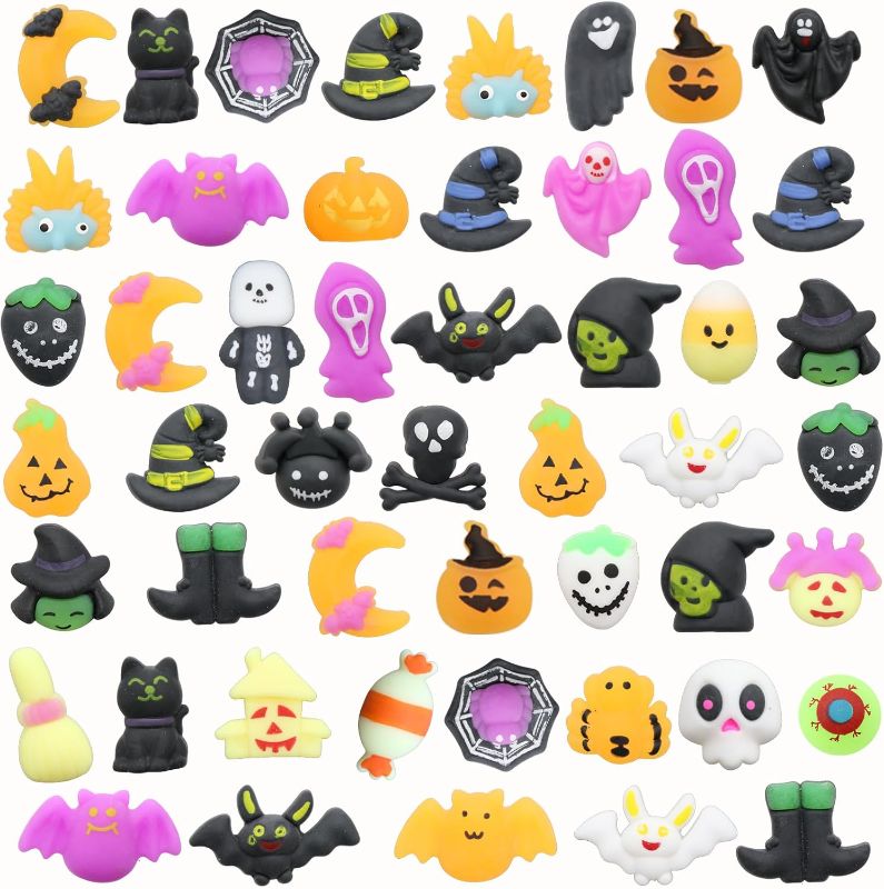 Photo 1 of 50 Pcs Halloween Party Favors Mochi Squishy Toy ,Mini Squishies Cute Squeeze Toy Stress Reliever Anxiety Packs for Boys and Girls

