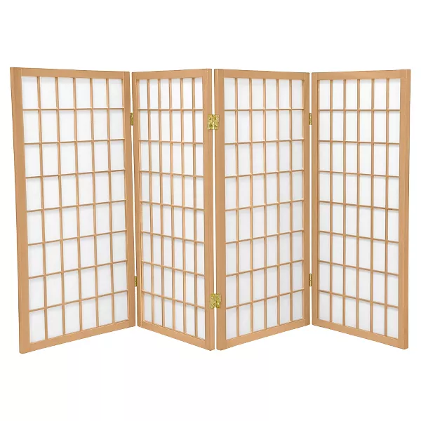 Photo 1 of 3 ft. Tall Window Pane Shoji Screen (4 Panels) - Oriental Furniture
