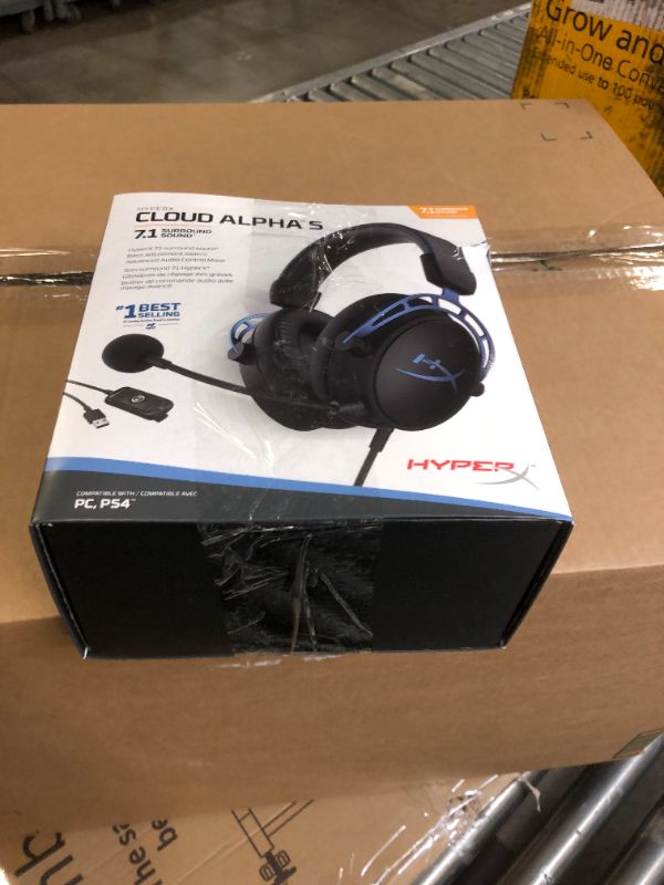 Photo 1 of HyperX Cloud Alpha S - PC Gaming Headset, 7.1 Surround Sound, Adjustable Bass, Dual Chamber Drivers, Chat Mixer, Breathable Leatherette, Memory Foam, and Noise Cancelling Microphone - Blue
