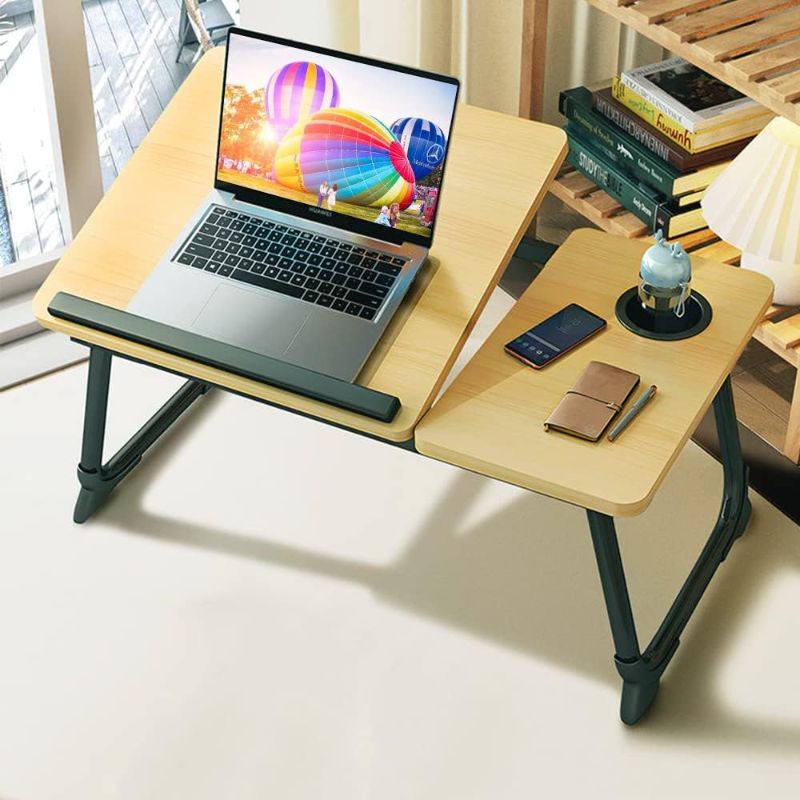 Photo 1 of Laptop Desk for Bed,Asltoy Laptop Bed Tray Table,Foldable Lap Desk Stand Notebook Desk Adjustable Laptop Table for Bed Portable Notebook Bed Tray Lap Tablet with Cup Holder (Golden)
