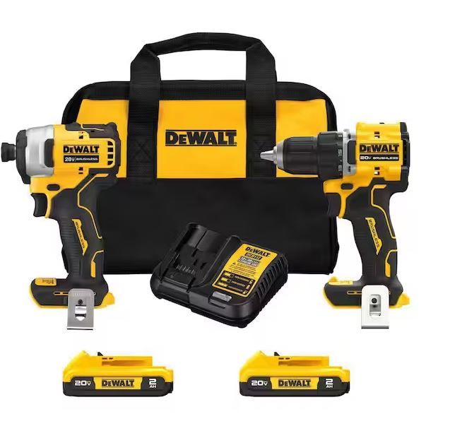 Photo 1 of DEWALT ATOMIC 20-Volt MAX Lithium-Ion Cordless Combo Kit (2-Tool) with (2) 2.0Ah Batteries, Charger and Bag
