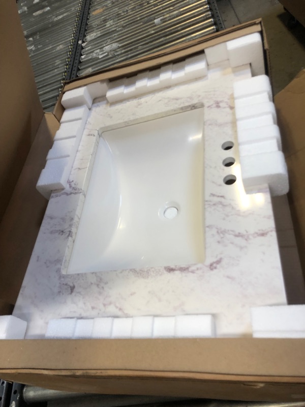 Photo 2 of 31 in. W x 22 in. D Stone Effects Cultured Marble Vanity Top in Lunar with Undermount White Sink