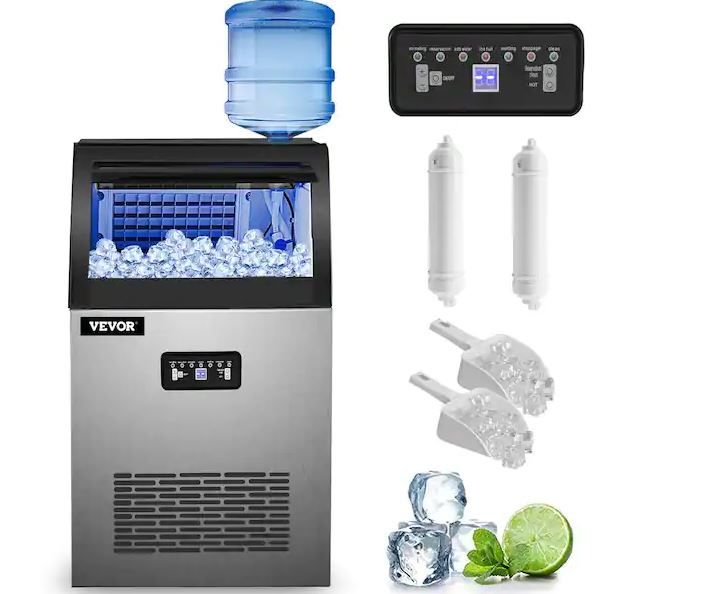 Photo 1 of SOLD AS IS VEVOR 99 lb. / 24 H Freestanding Commercial Ice Maker with 22 lb. Storage Bin Stainless Steel ice Maker Machine in Silver
