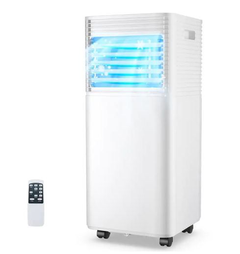 Photo 1 of 8,000 BTU Portable Air Conditioner Cools 220 Sq. Ft. with Dehumidifier and Fan Mode in Black
