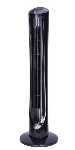 Photo 1 of 40 in. 3 Speed Remote Control Oscillating Tower Fan in Black
